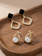 Elegant Floral Jhumka and Geometric Stud Earrings Combo