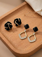 Elegant Black Gold Green Floral Jhumka Earrings Combo Set