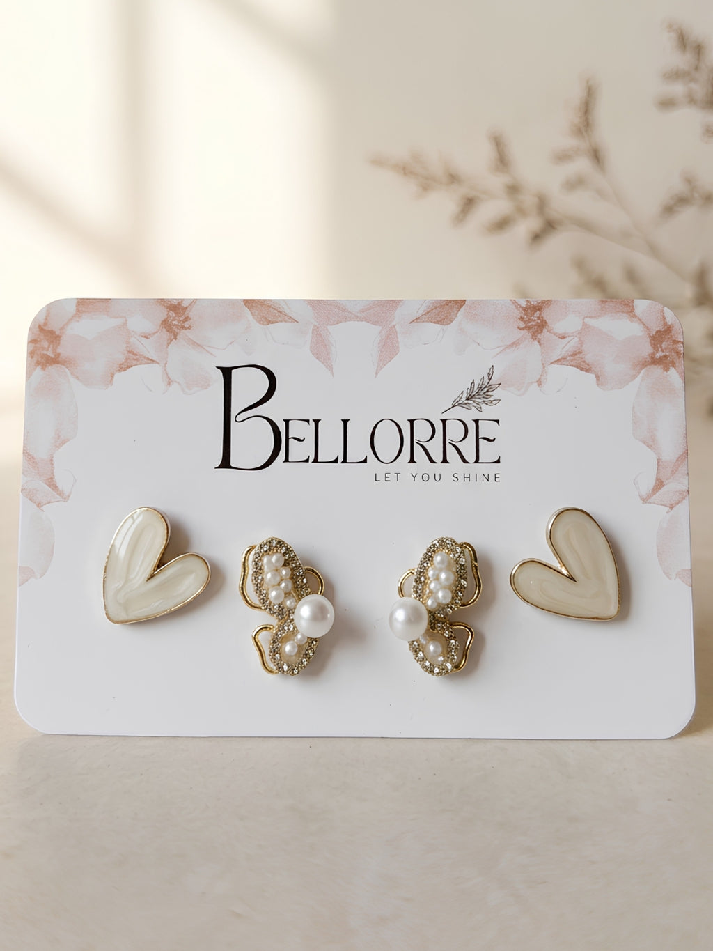 Elegant Floral Jhumka and Pearl Heart Earrings Combo