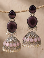 Purple & Pink Silver finish Earrings Combo