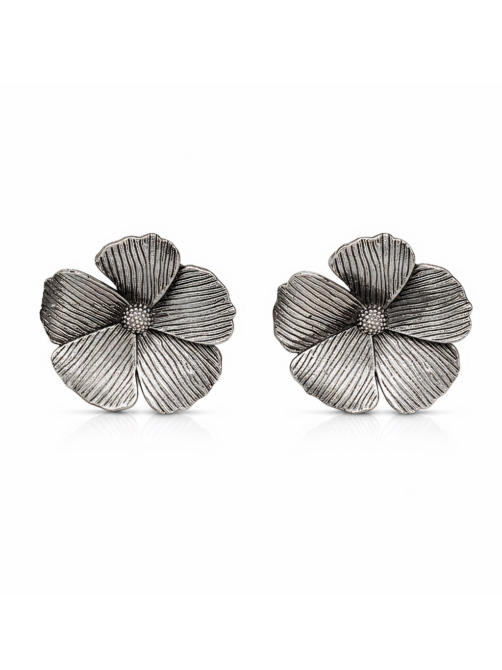 Oxidised Flower Stud Earrings