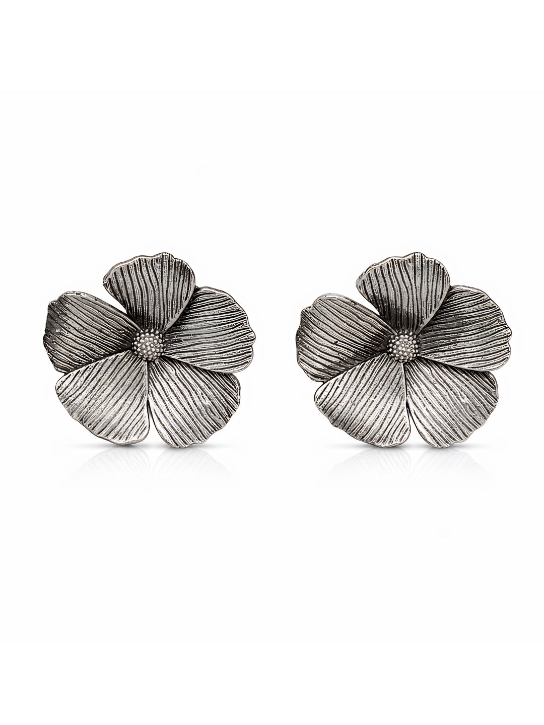 Oxidised Flower Stud Earrings
