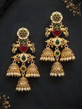 Red Green Temple Layered Jhumki Dangler