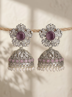 Purple Pink Elephant Jhumki Earrings