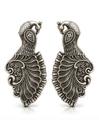Silver tone finish Peacock Stud Earrings