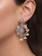 Floral Pearl Drop Dangler Earrings