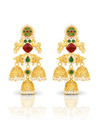 Red Green Temple Layered Jhumki Dangler