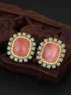 Pink Turquoise Halo Silver Finish Studs