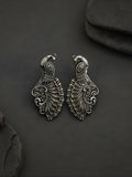 Silver tone finish Peacock Stud Earrings