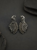 Silver tone finish Peacock Stud Earrings