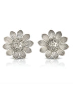 Silver finish Floral Textured Stud Earrings