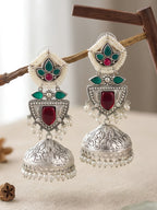 Silver Finish Brass Jhumka Earrings Combo