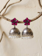 Elegant Floral Jhumka and Pearl Heart Earrings Combo