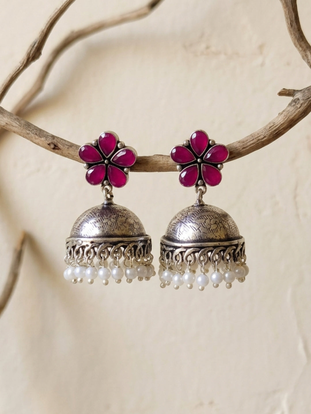Elegant Floral Jhumka and Pearl Heart Earrings Combo
