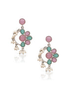 Floral Pearl Drop Dangler Earrings