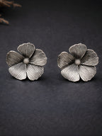 Oxidised Flower Stud Earrings