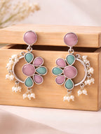 Floral Pearl Drop Dangler Earrings