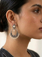 Antique Pearl Hoop 925 Silver Plated Earrings