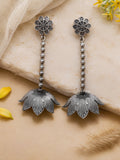 Floral Drop Silver tone Jhumki Earrings