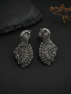 Silver tone finish Peacock Stud Earrings
