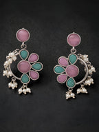 Floral Pearl Drop Dangler Earrings