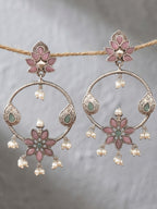 Pastel Floral Chandbali & Jhumka Earrings Combo