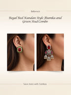 Red Green Traditional Jhumka Earring Combo