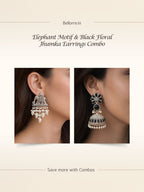 Silve finish Elephant & Black Jhumka Combo