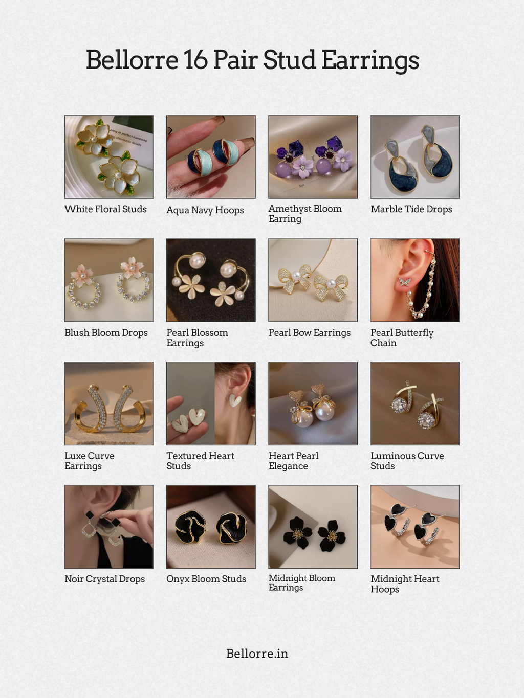 16 Pair Earring Set for Girls, with Folding Jewelry Box Organizer