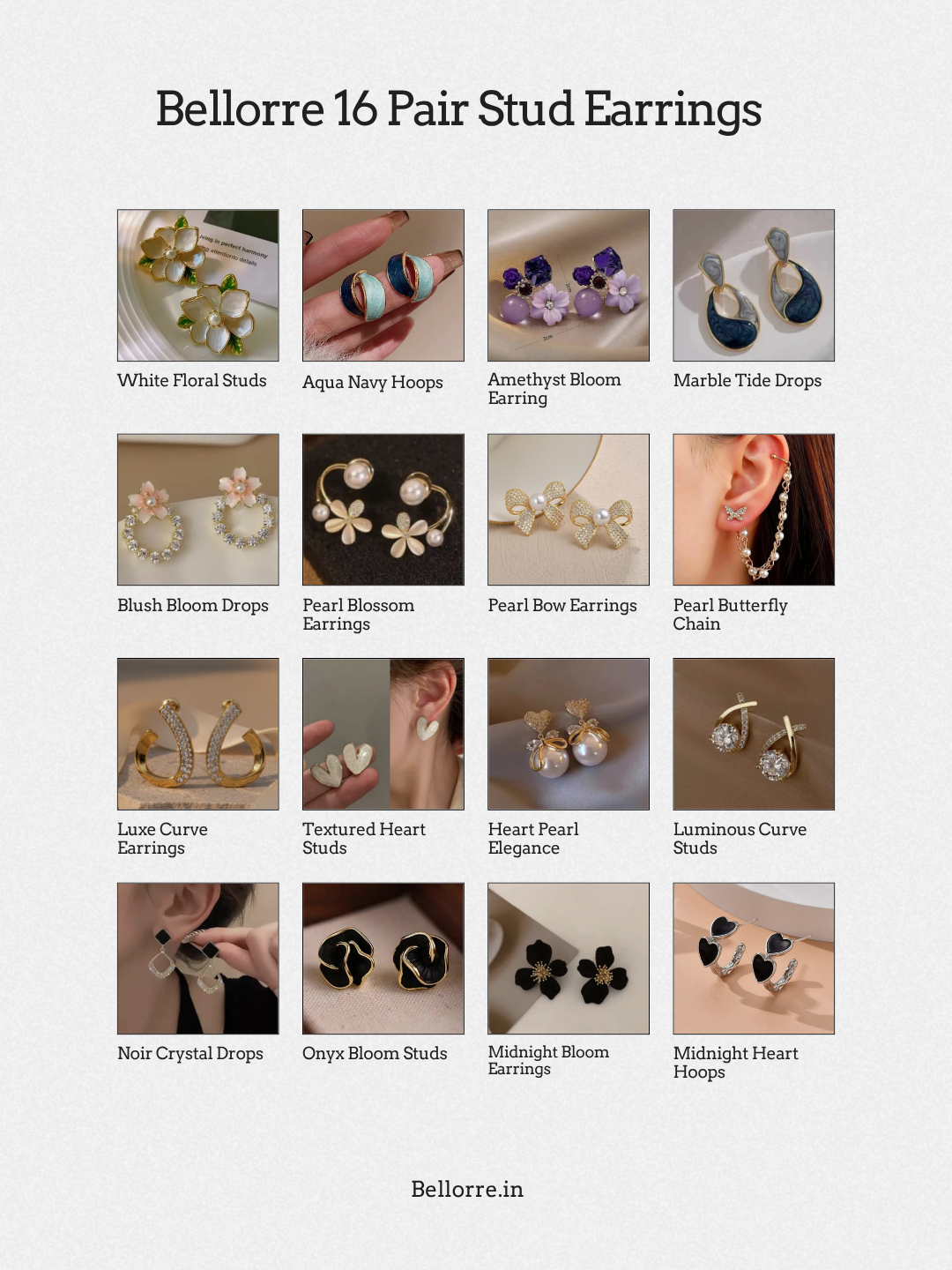 16 Pair Earring Set for Girls, with Folding Jewelry Box Organizer