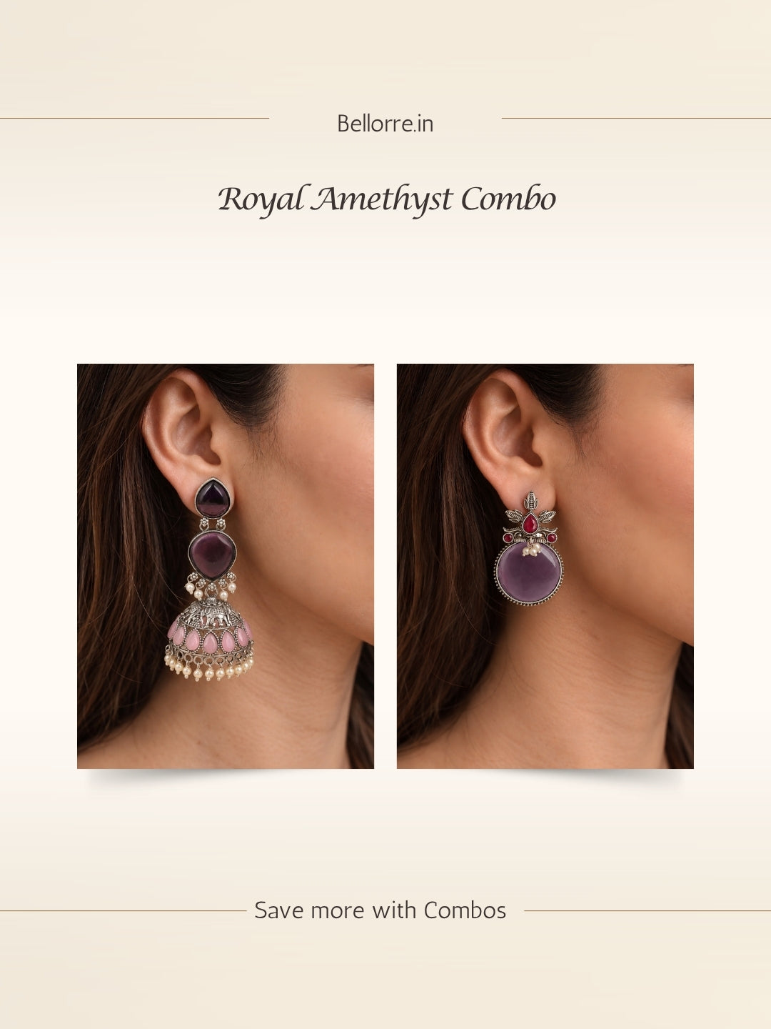 Purple & Pink Silver finish Earrings Combo