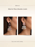 Silver finish floral Jhumka Earrings Combo Set