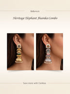 Traditional Elephant Jhumka Combo Earrings