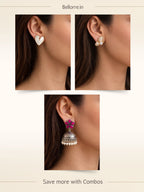 Elegant Floral Jhumka and Pearl Heart Earrings Combo