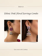 Floral Jhumka Earrings Combo Pink & Magenta