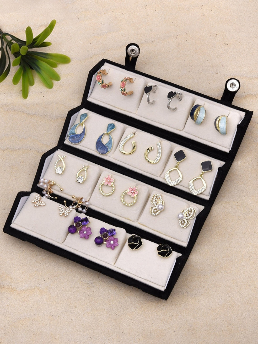 12 Pair Earring Set for Women, with Folding Jewelry Box Organizer