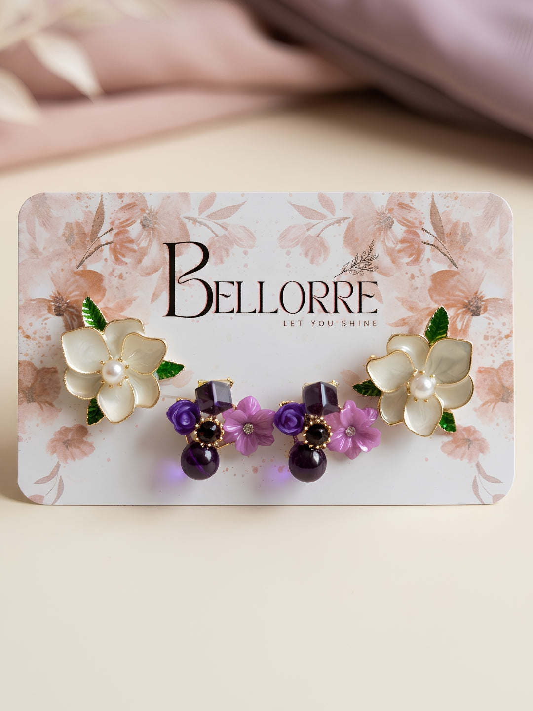 Elegant Floral Studs and Classic Green Jhumka Earrings Combo
