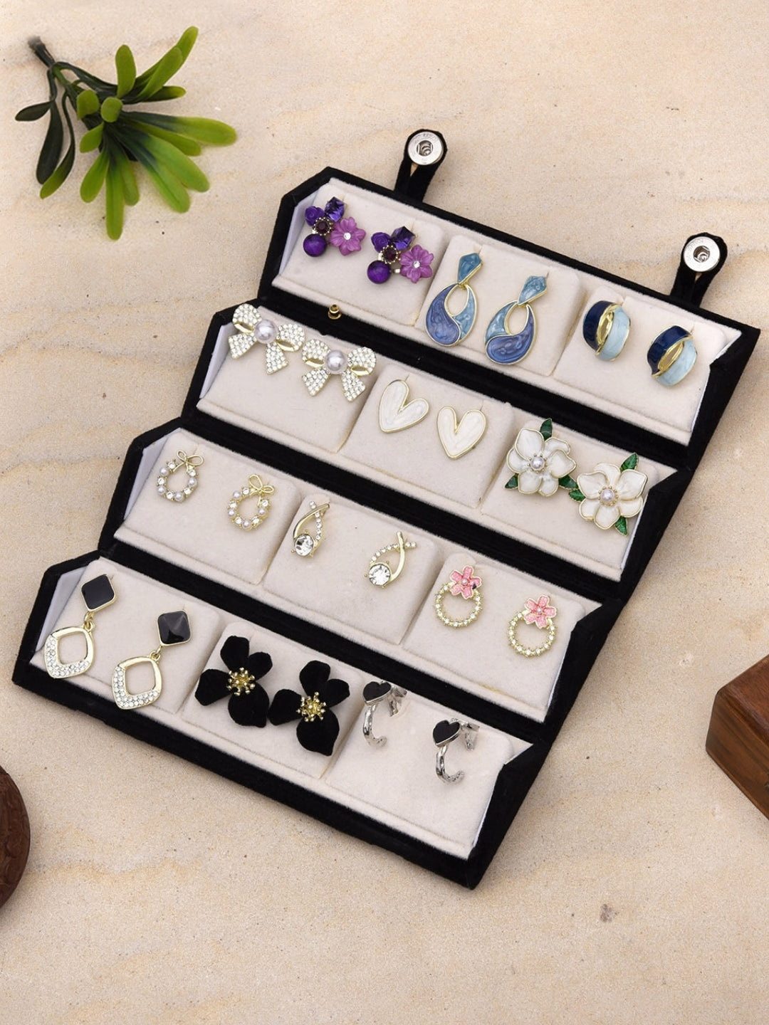 12 Pair Earring Set for Women, with Folding Jewelry Box Organizer