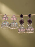 Silver finish floral Jhumka Earrings Combo Set