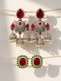 Red Green Traditional Jhumka Earring Combo