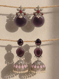Purple & Pink Silver finish Earrings Combo