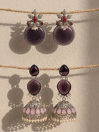 Purple & Pink Silver finish Earrings Combo