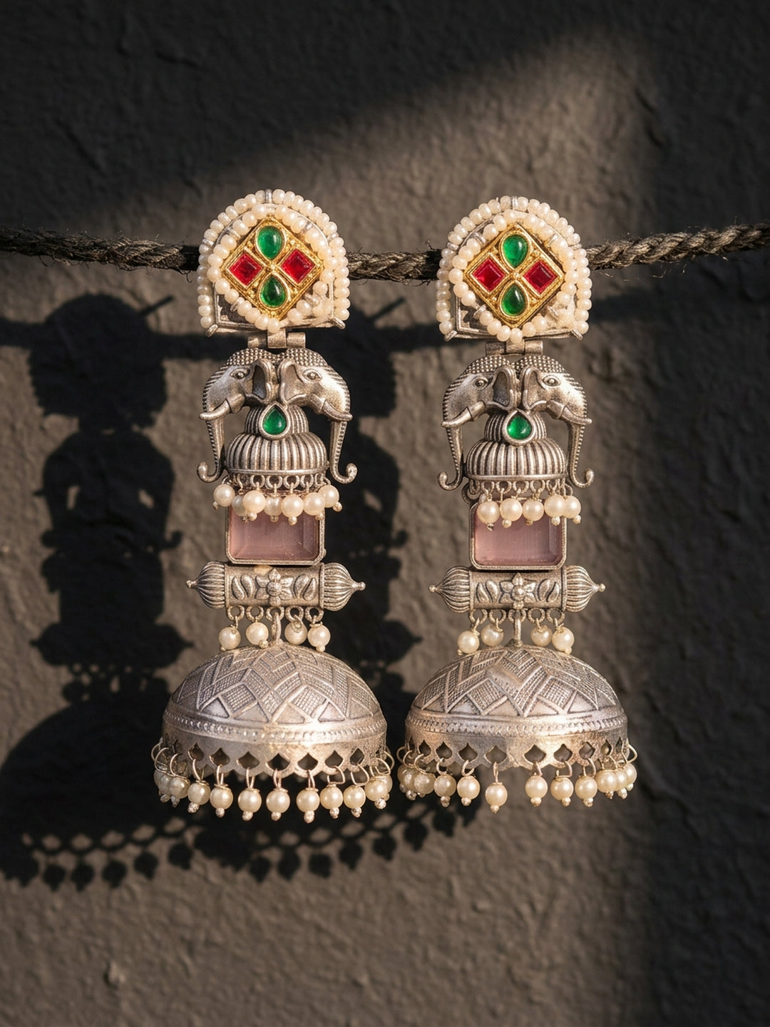 Traditional Elephant Jhumka Combo Earrings
