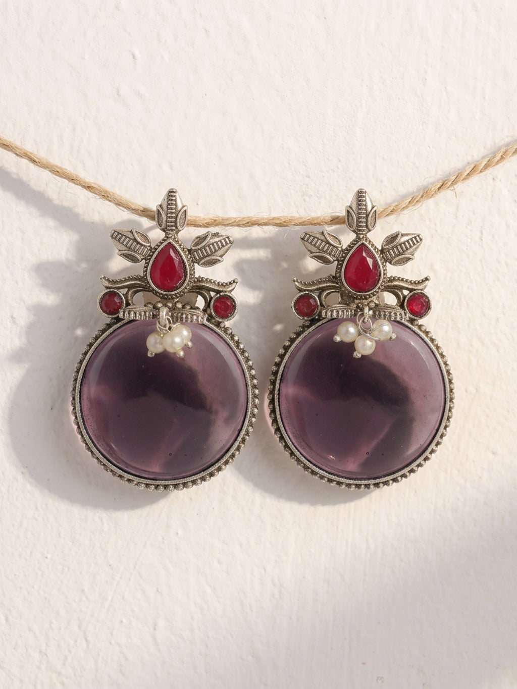 Purple & Pink Silver finish Earrings Combo