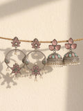 Pastel Floral Chandbali & Jhumka Earrings Combo