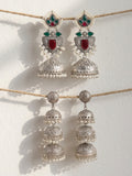 Silver Finish Brass Jhumka Earrings Combo