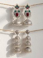 Silver Finish Brass Jhumka Earrings Combo