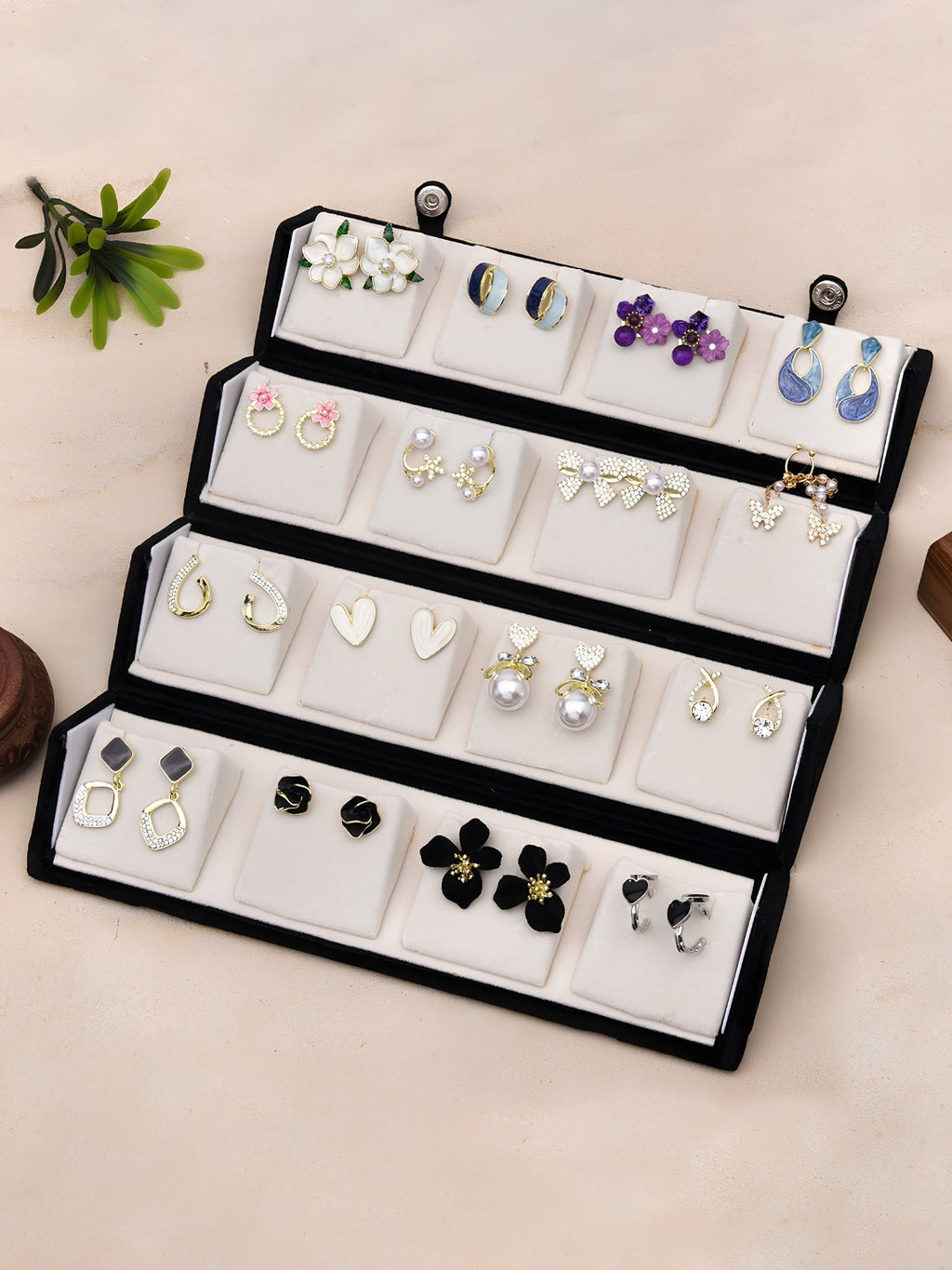 16 Pair Earring Set for Girls, with Folding Jewelry Box Organizer