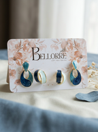Elegant Blue Floral Jhumka and Enamel Hoop Earrings Combo